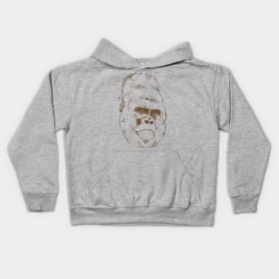 Gorilla Head Line Art Kids Hoodie